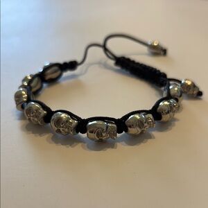 Silver Skull Beaded Bracelet